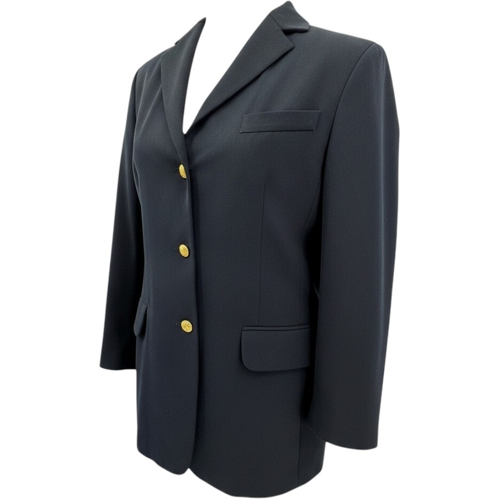 LL Bean Womens Navy Blazer Jacket 3 Gold Buttons Size 6 Vintage Nautical Preppy